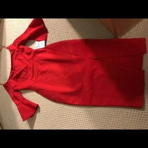 NWT, zara, red midi-dress, sz. Xs